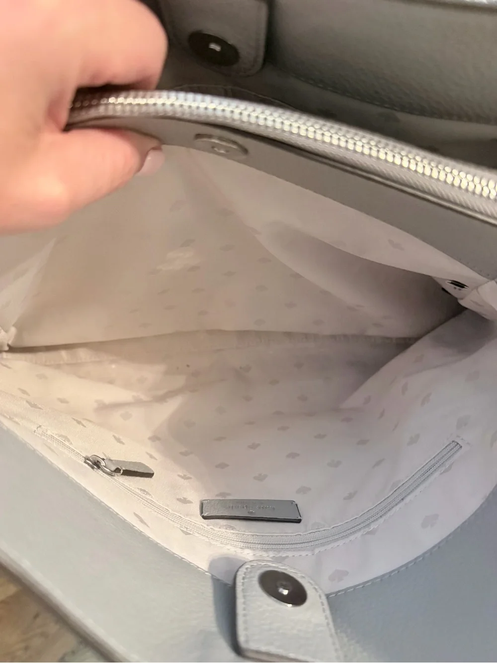 kate spade light gray leather shoulder bag